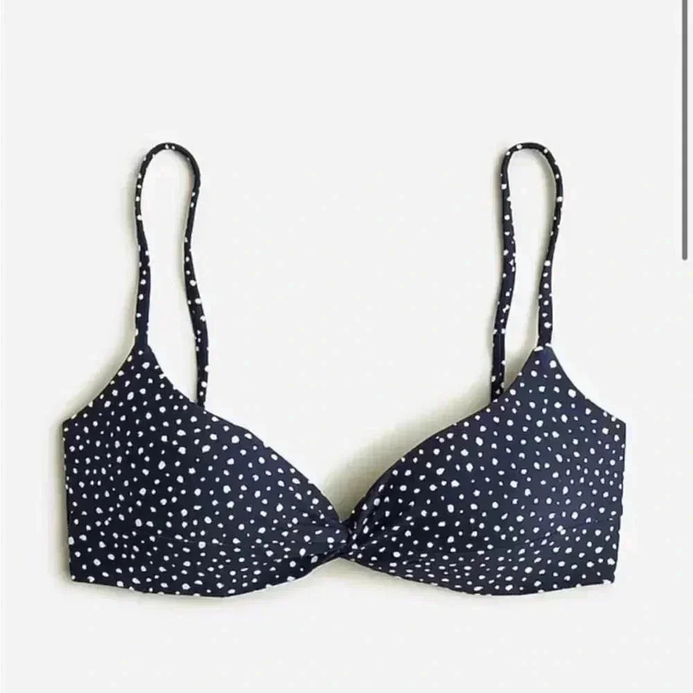 New With Tags J Crew Strappy Twist Bikini Top In Dot In Size Xxl